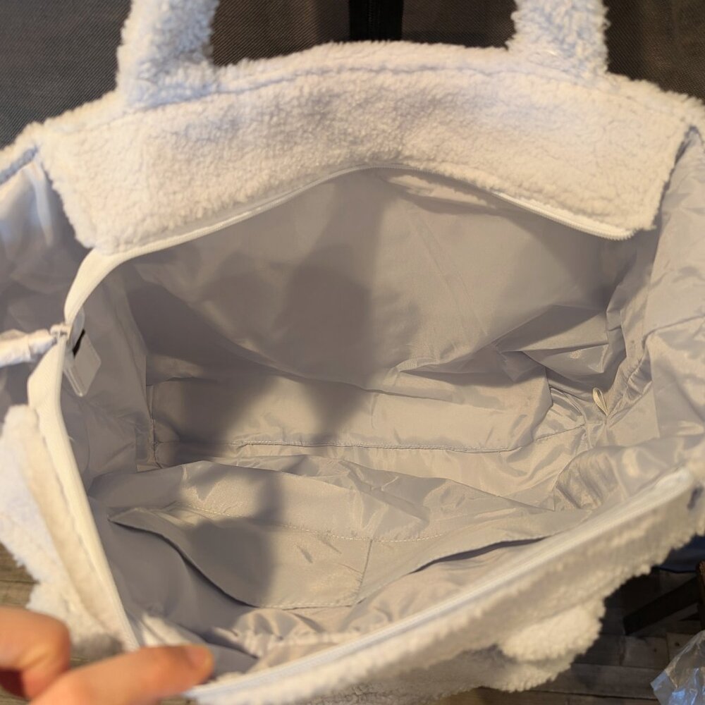 Victoria’s Secret PINK Large Sherpa Tote Bag Light Baby Blue NWT - Picture 7 of 8